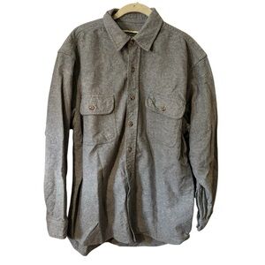 Field & Stream Shacket Large Gray Chamois Button-down 100% Cotton Vintage